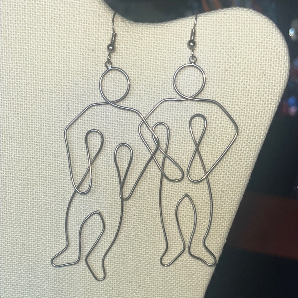 Modern Unique And Artistic Silver Wire Sculptural Earrings